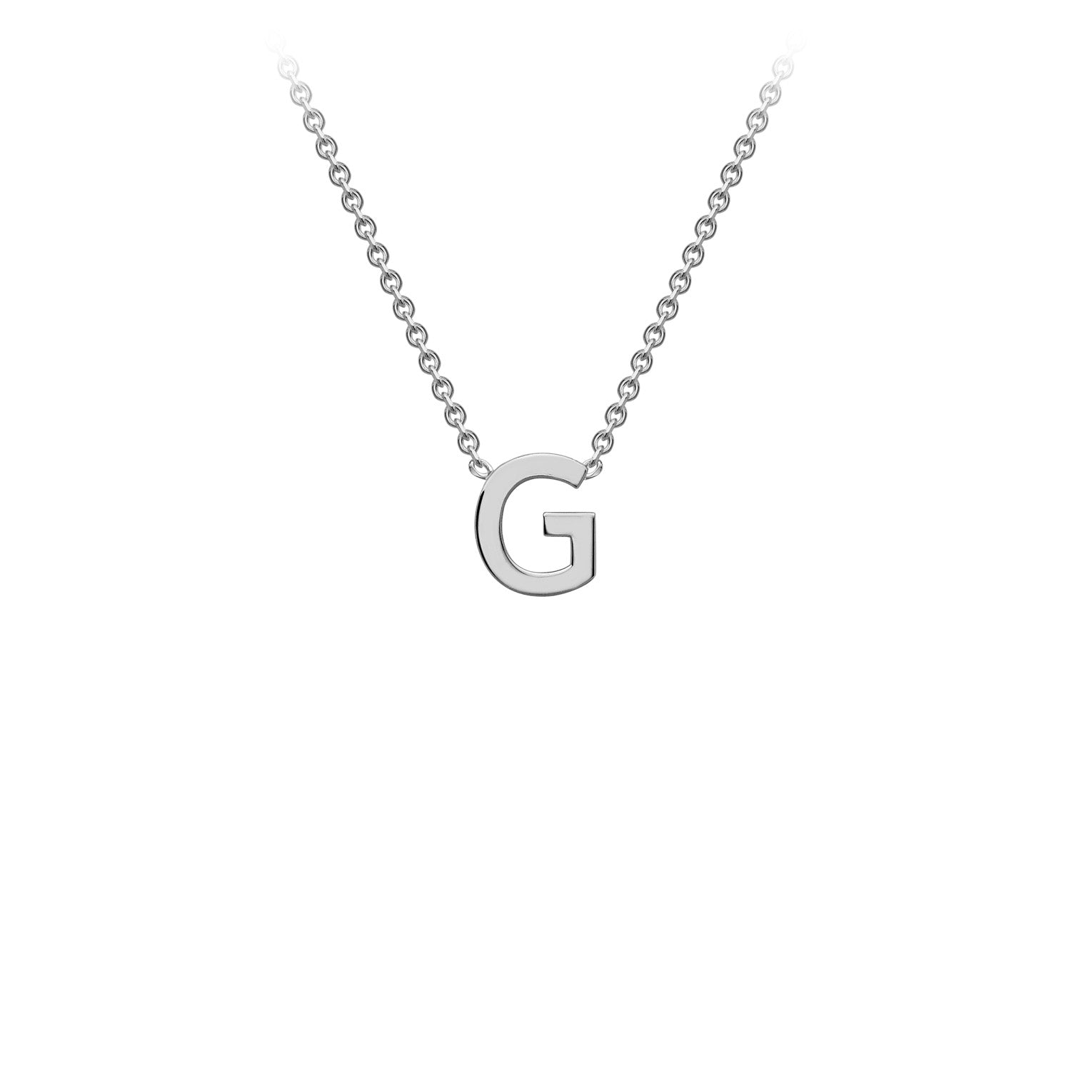 9K Gold Initial Adjustable Letter Necklace 38-43cm — G, 9kt WG
