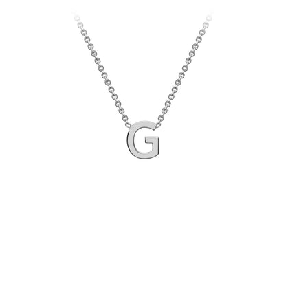 9K Gold Initial Adjustable Letter Necklace 38-43cm — G, 9kt WG