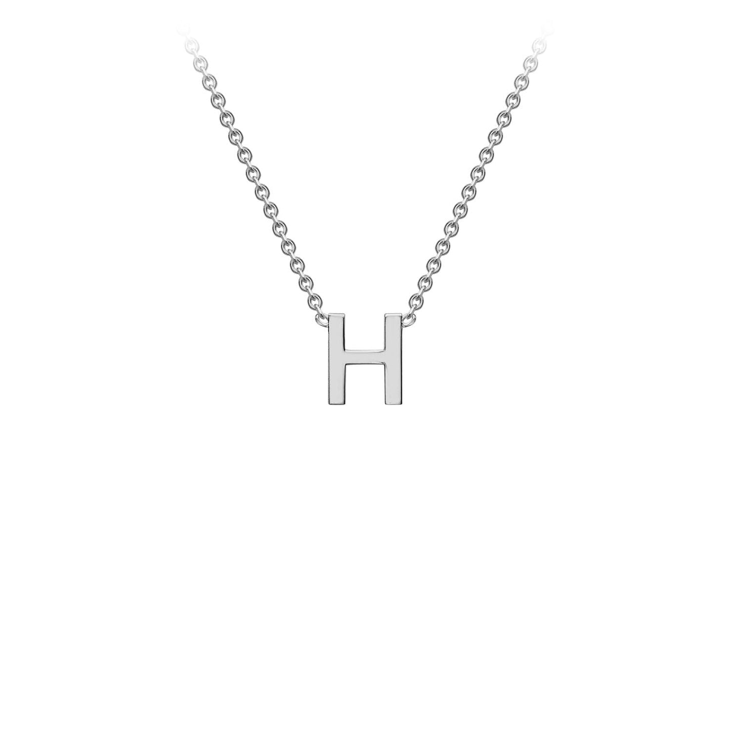 9K Gold Initial Adjustable Letter Necklace 38-43cm — H, 9kt WG