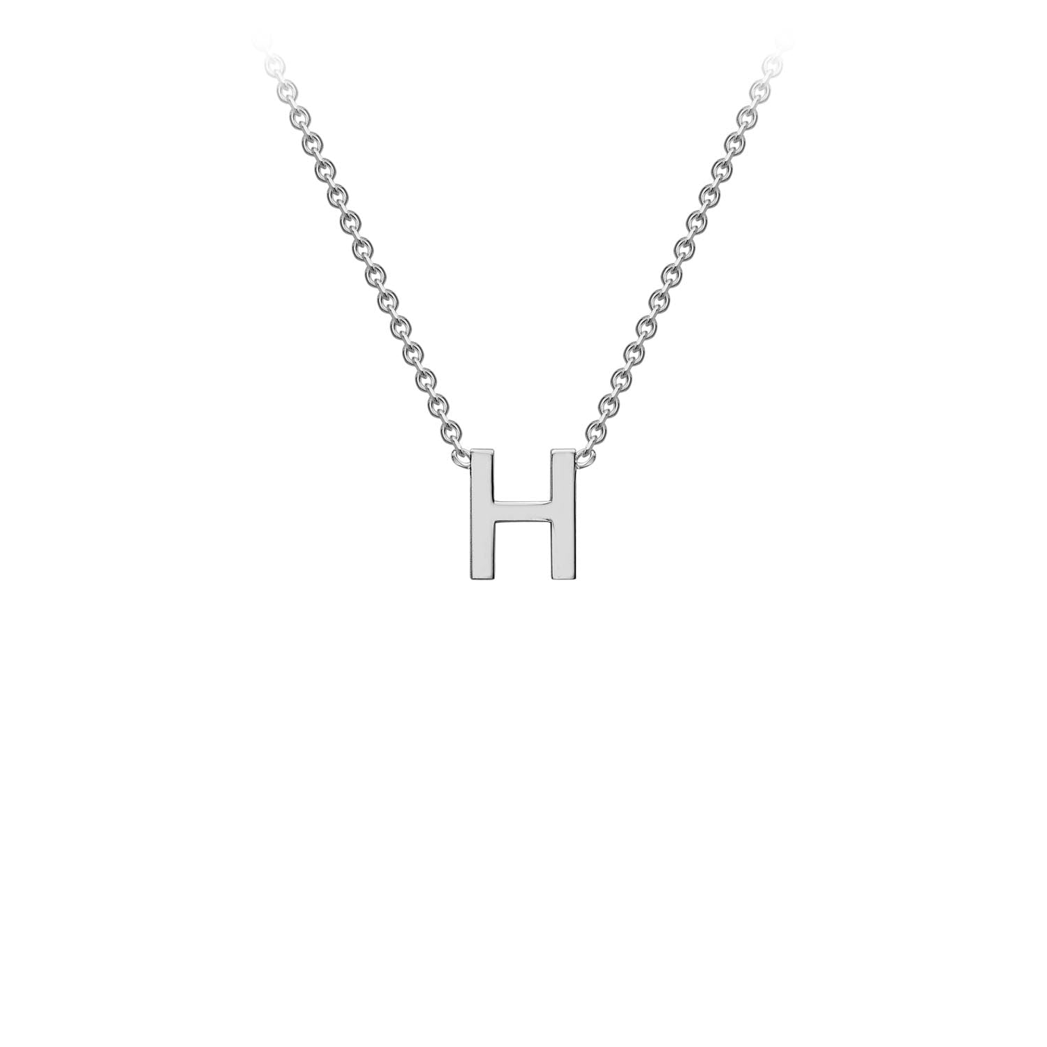 9K Gold Initial Adjustable Letter Necklace 38-43cm — H, 9kt WG