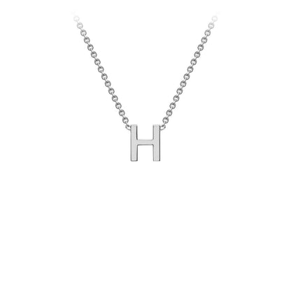 9K Gold Initial Adjustable Letter Necklace 38-43cm — H, 9kt WG