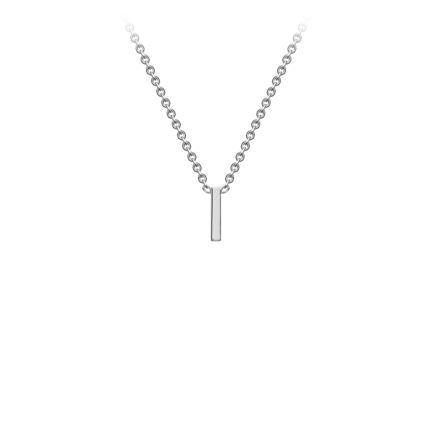 9K Gold Initial Adjustable Letter Necklace 38-43cm — I, 9kt WG