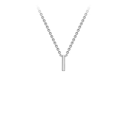 9K Gold Initial Adjustable Letter Necklace 38-43cm — I, 9kt WG