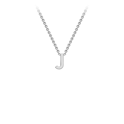 9K Gold Initial Adjustable Letter Necklace 38-43cm — J, 9kt WG