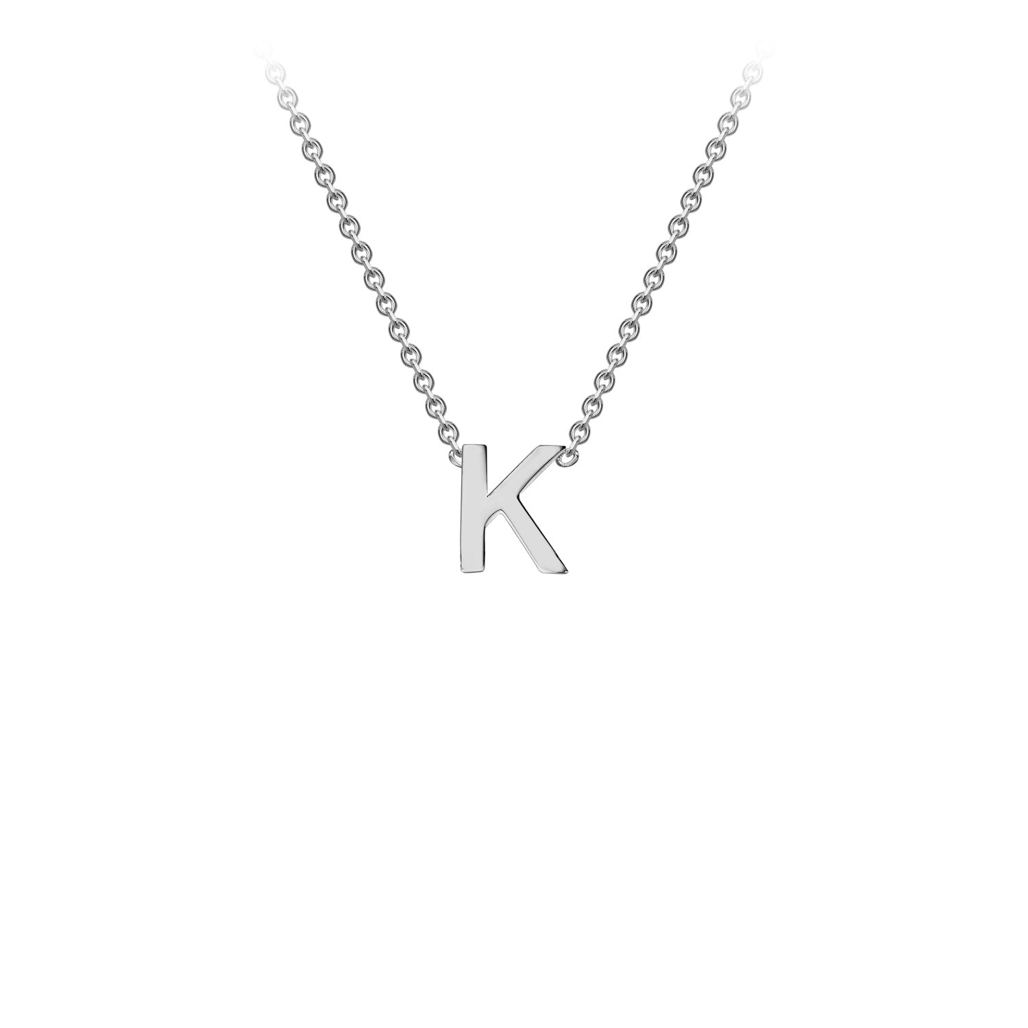 9K Gold Initial Adjustable Letter Necklace 38-43cm — K, 9kt WG