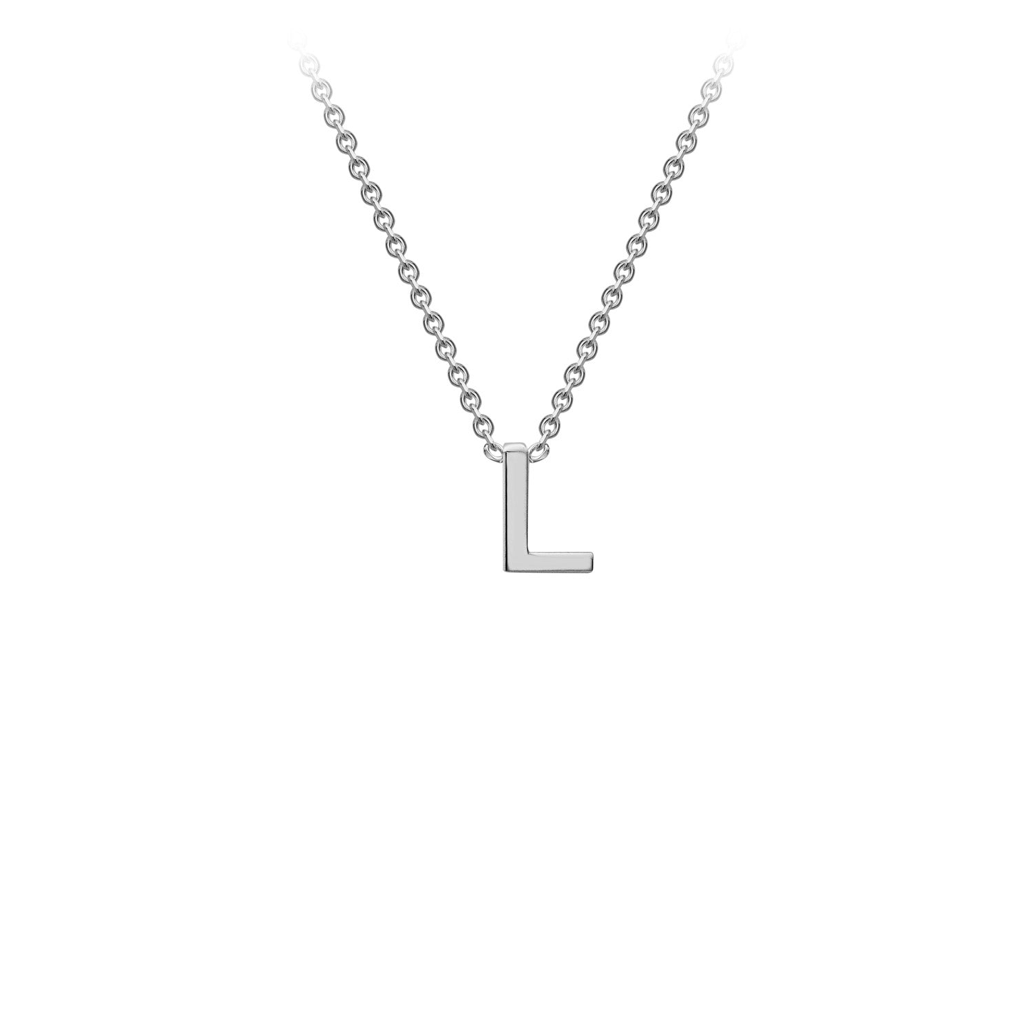 9K Gold Initial Adjustable Letter Necklace 38-43cm — L, 9kt WG