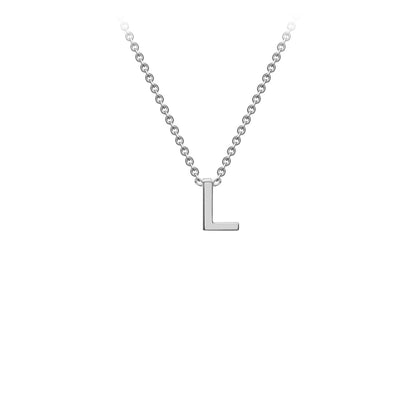9K Gold Initial Adjustable Letter Necklace 38-43cm — L, 9kt WG