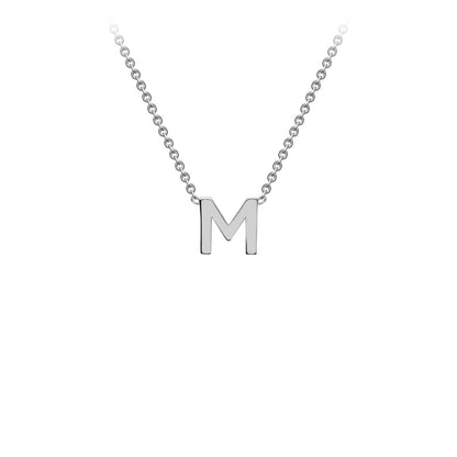 9K Gold Initial Adjustable Letter Necklace 38-43cm — M, 9kt WG