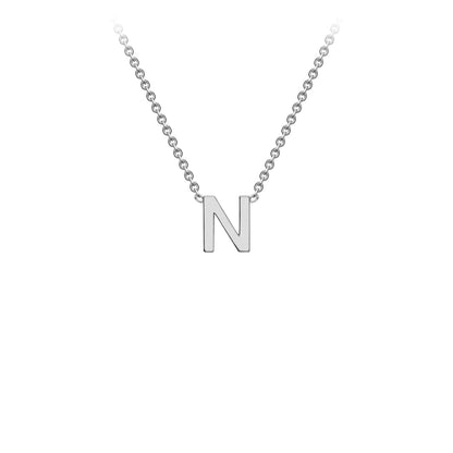 9K Gold Initial Adjustable Letter Necklace 38-43cm — N, 9kt WG