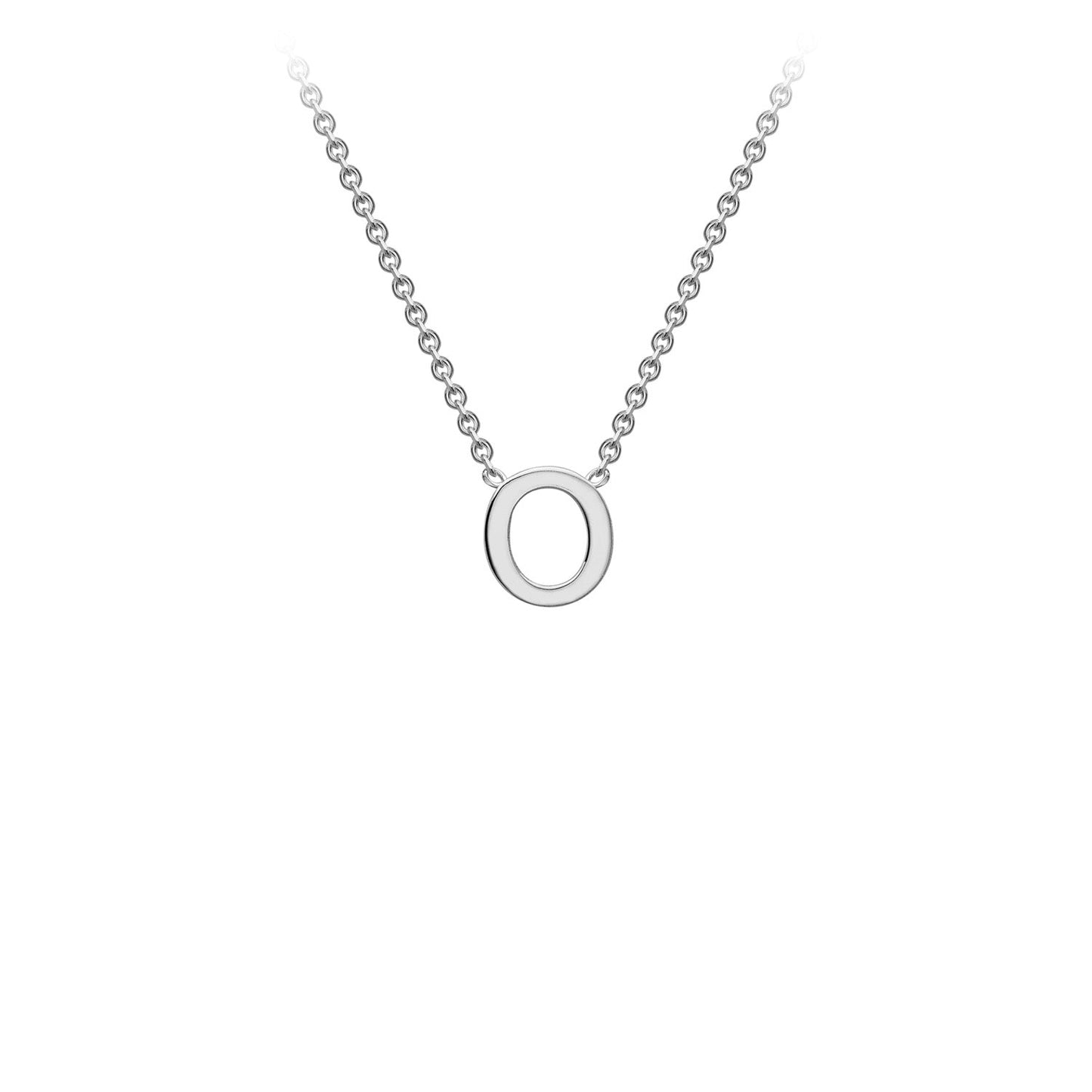 9K Gold Initial Adjustable Letter Necklace 38-43cm — O, 9kt WG