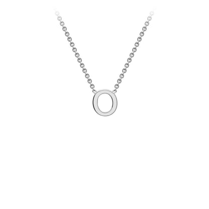 9K Gold Initial Adjustable Letter Necklace 38-43cm — O, 9kt WG