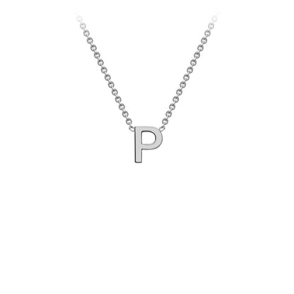9K Gold Initial Adjustable Letter Necklace 38-43cm — P, 9kt WG