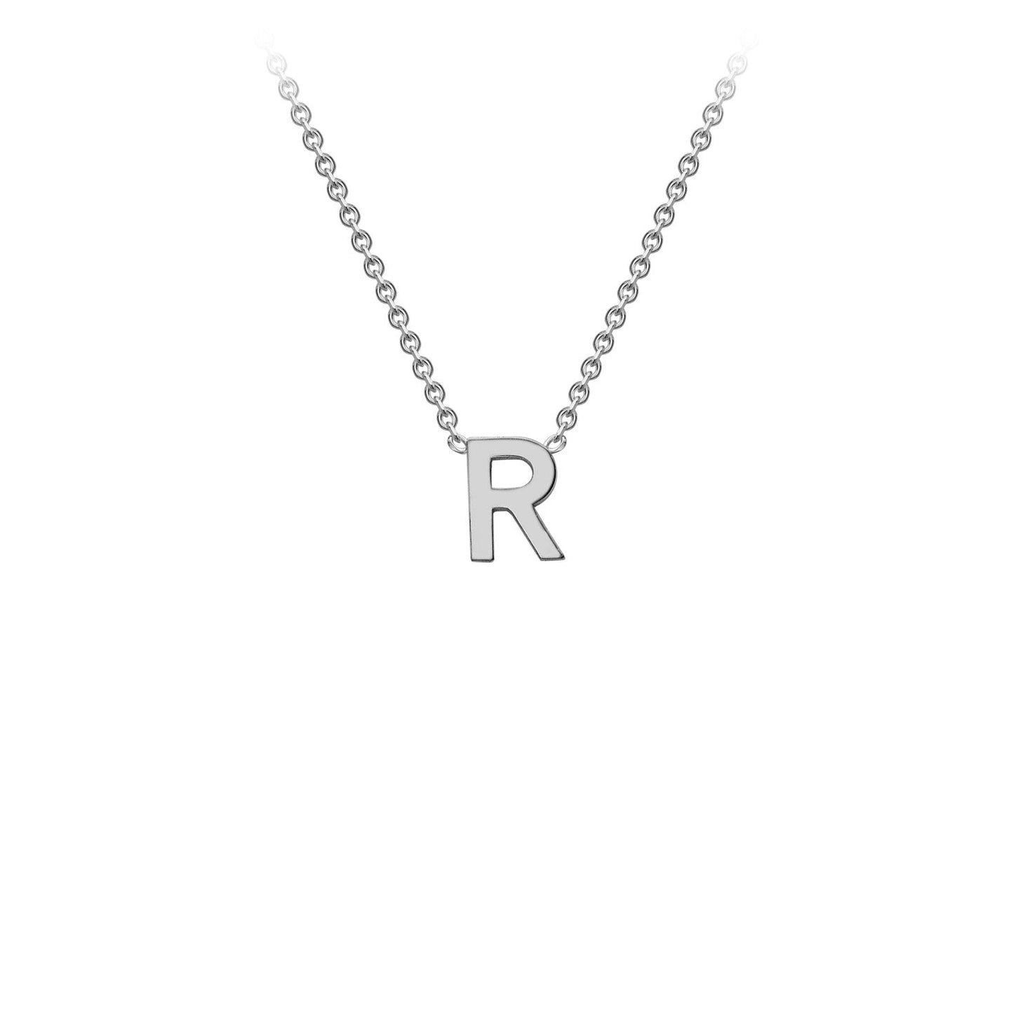 9K Gold Initial Adjustable Letter Necklace 38-43cm — R, 9kt WG