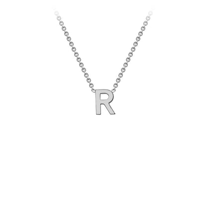 9K Gold Initial Adjustable Letter Necklace 38-43cm — R, 9kt WG