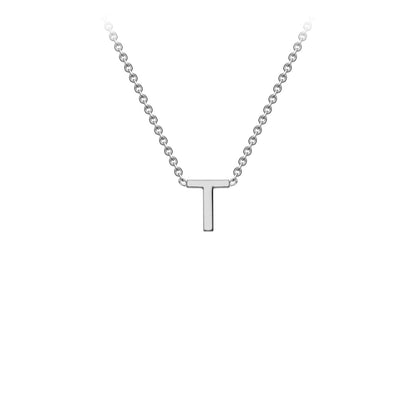 9K Gold Initial Adjustable Letter Necklace 38-43cm — T, 9kt WG