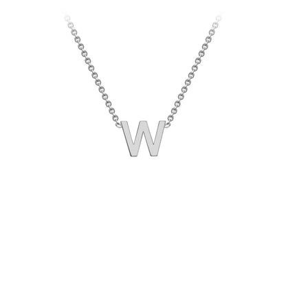 9K Gold Initial Adjustable Letter Necklace 38-43cm — W, 9kt WG