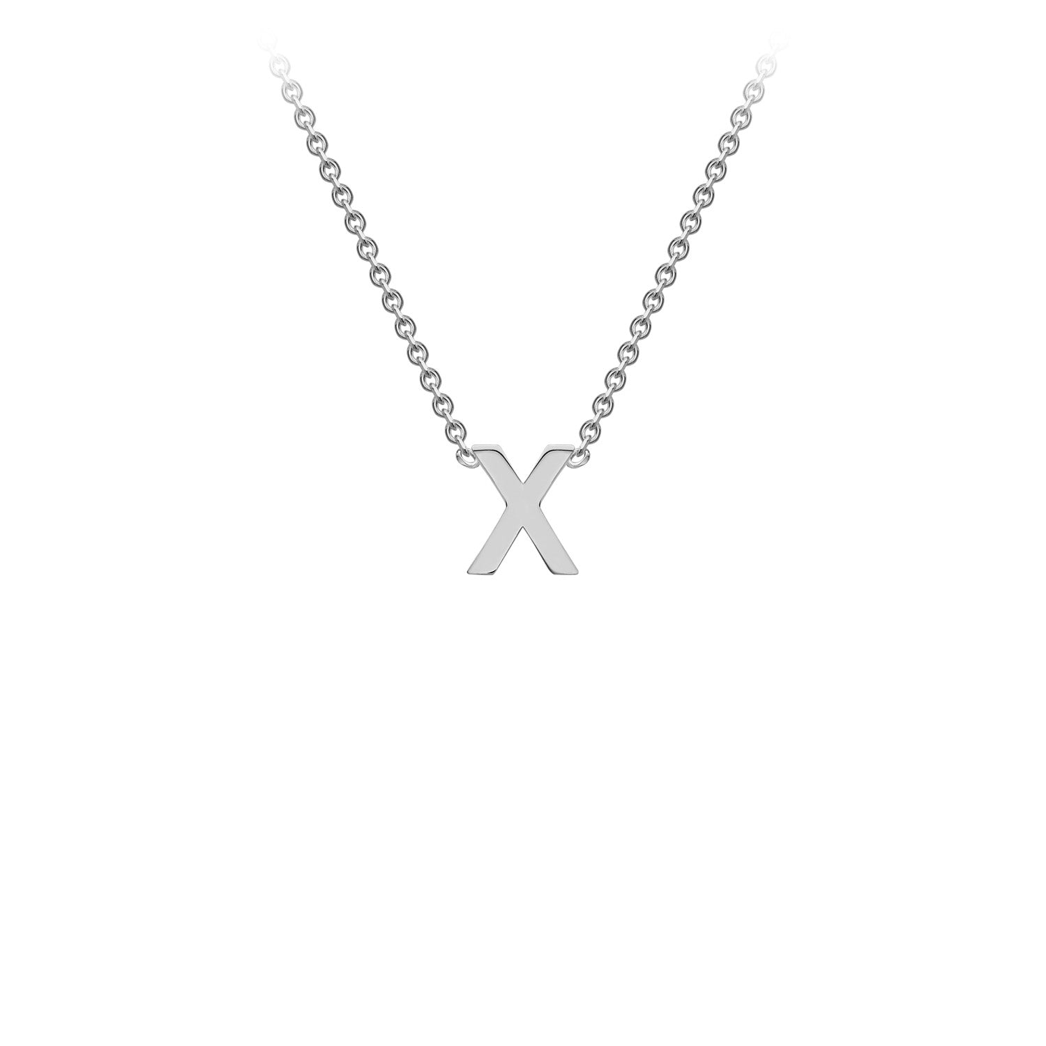 9K Gold Initial Adjustable Letter Necklace 38-43cm — X, 9kt WG