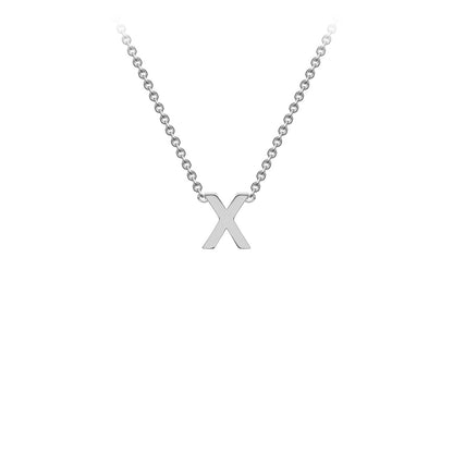 9K Gold Initial Adjustable Letter Necklace 38-43cm — X, 9kt WG