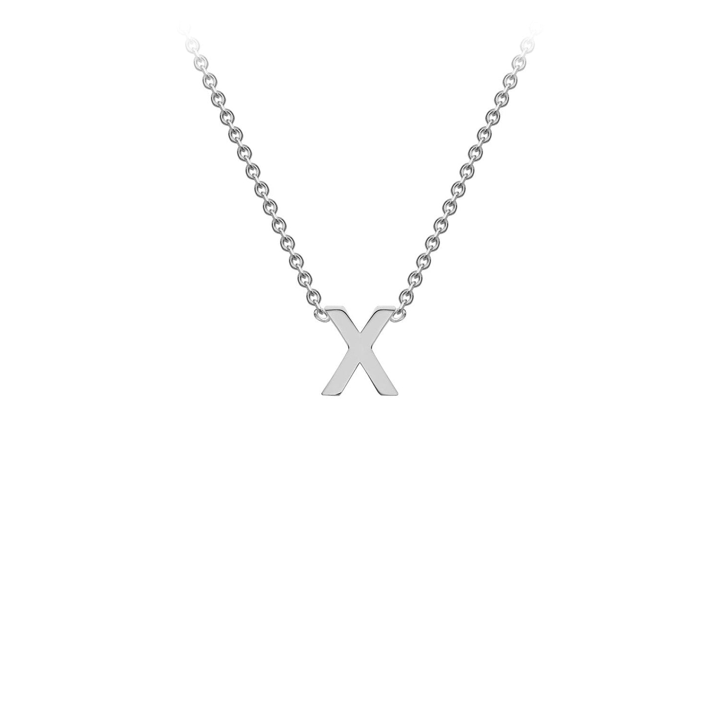 9K White Gold 'X' Initial Adjustable Letter Necklace 38/43cm