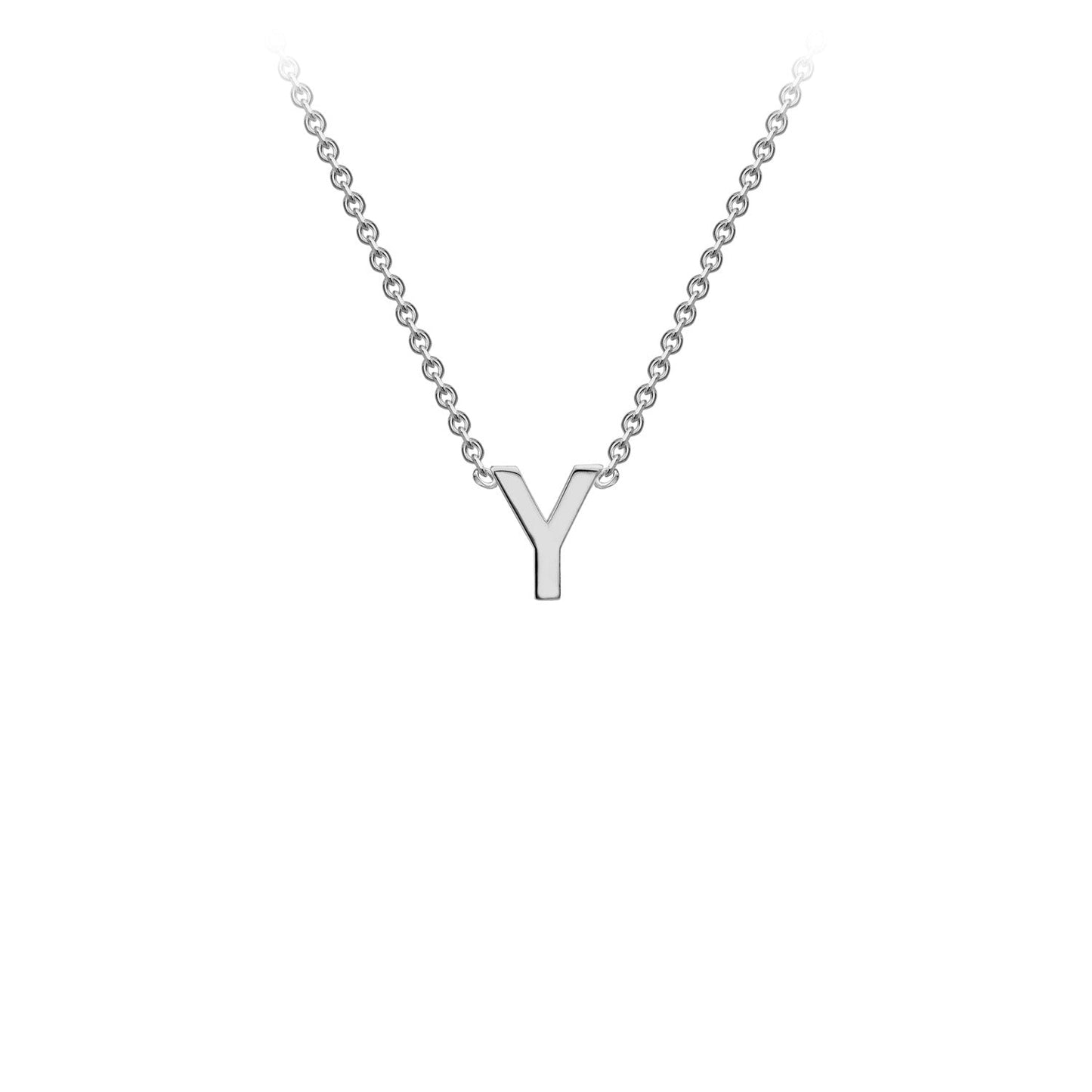 9K Gold Initial Adjustable Letter Necklace 38-43cm — Y, 9kt WG