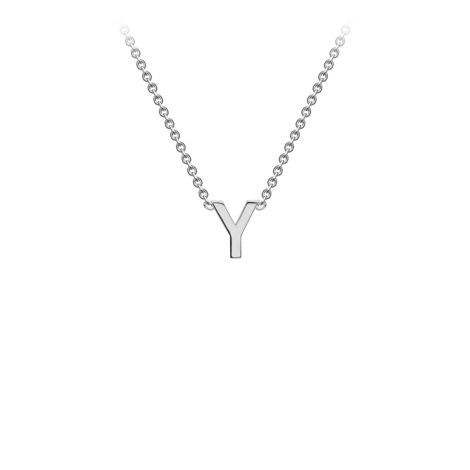 9K Gold Initial Adjustable Letter Necklace 38-43cm — Y, 9kt WG