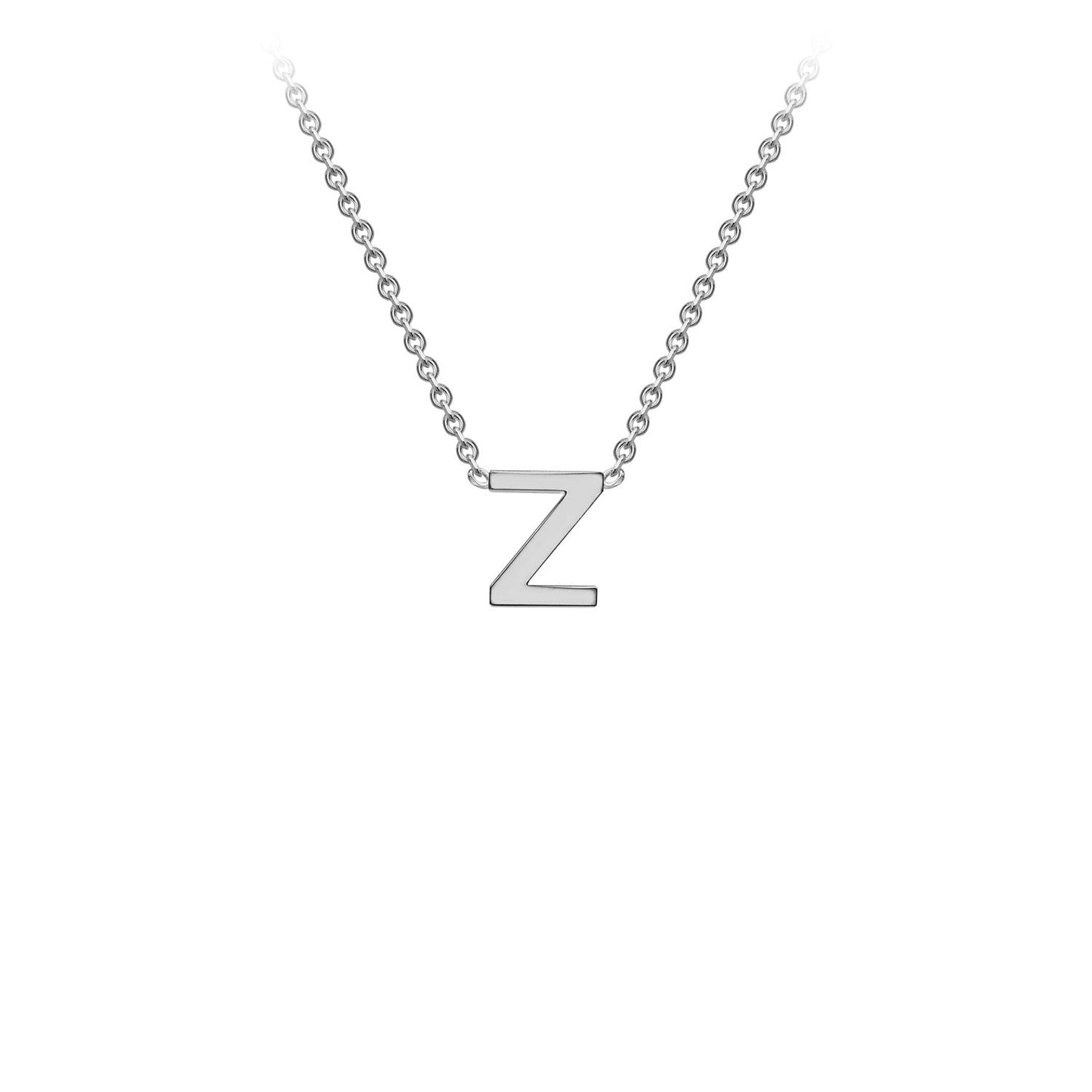 9K Gold Initial Adjustable Letter Necklace 38-43cm — Z, 9kt WG