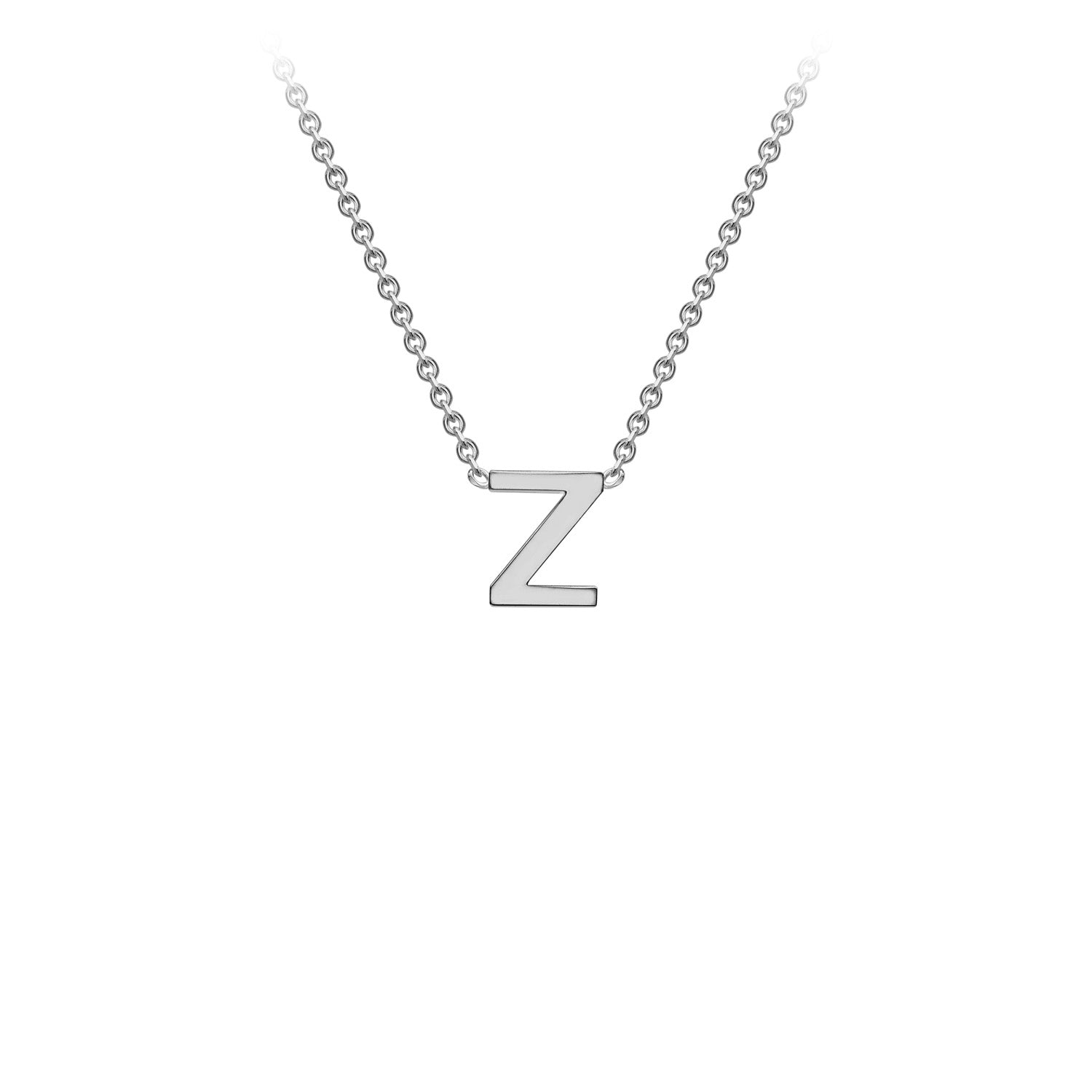 9K Gold Initial Adjustable Letter Necklace 38-43cm — Z, 9kt WG