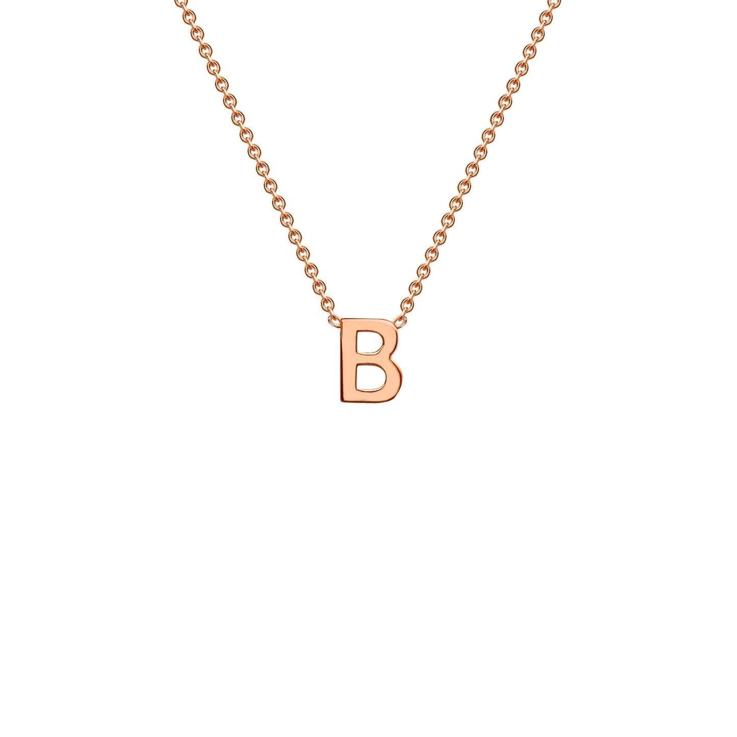 9K Gold Initial Adjustable Letter Necklace 38-43cm — B, 9kt Rose Gold