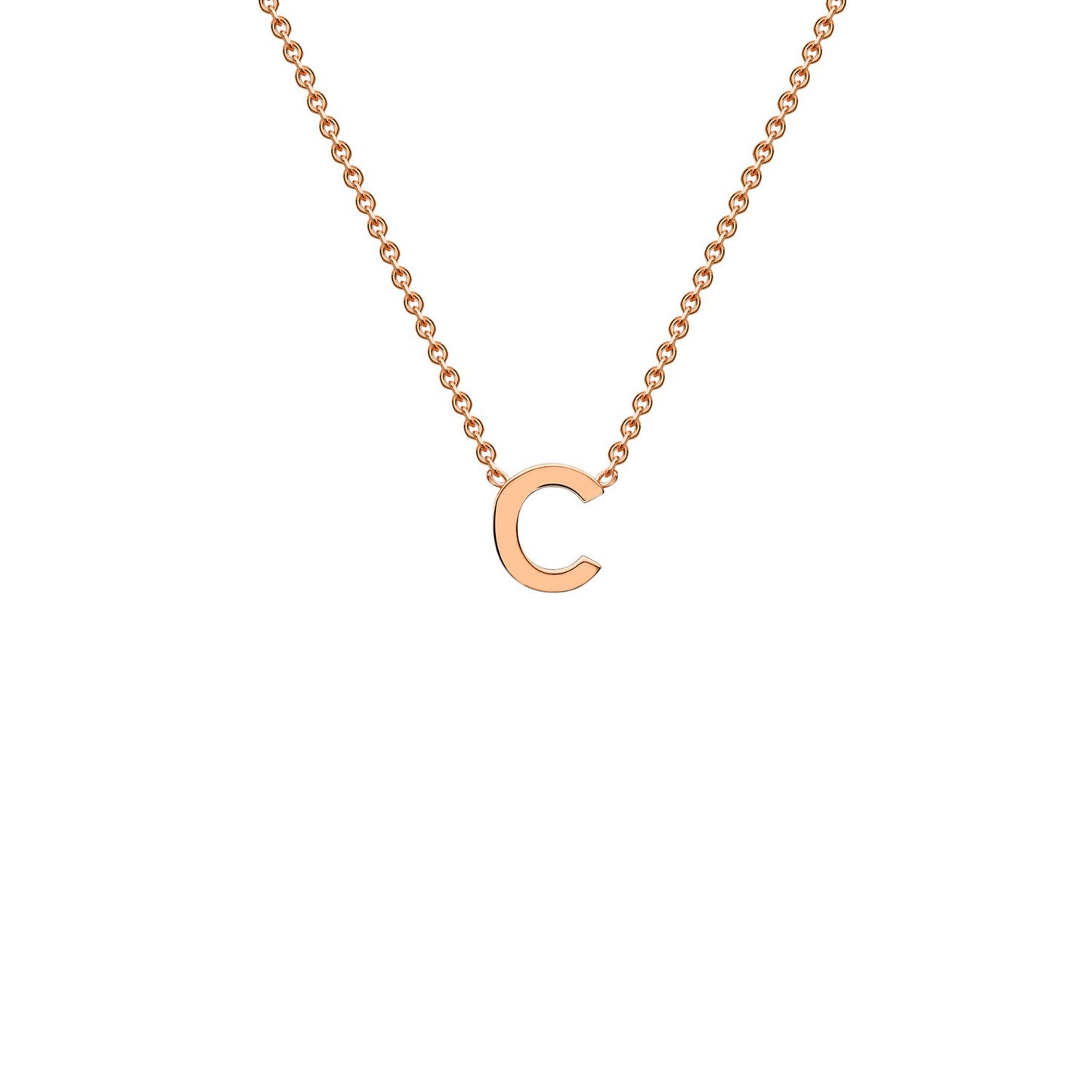 9K Gold Initial Adjustable Letter Necklace 38-43cm — C, 9kt Rose Gold