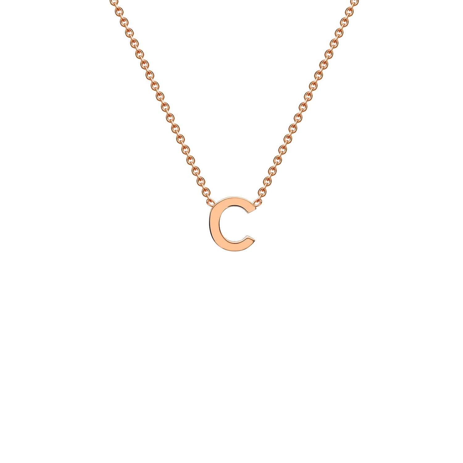9K Gold Initial Adjustable Letter Necklace 38-43cm — C, 9kt Rose Gold