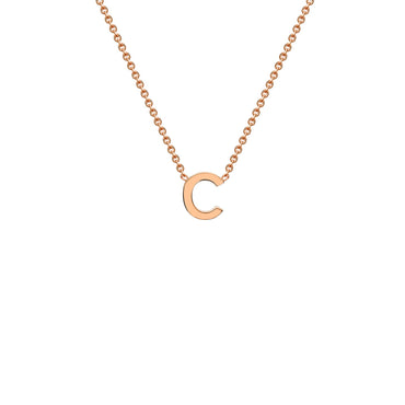 9K Gold Initial Adjustable Letter Necklace 38-43cm — C, 9kt Rose Gold