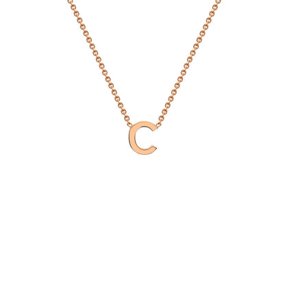 9K Gold Initial Adjustable Letter Necklace 38-43cm — C, 9kt Rose Gold