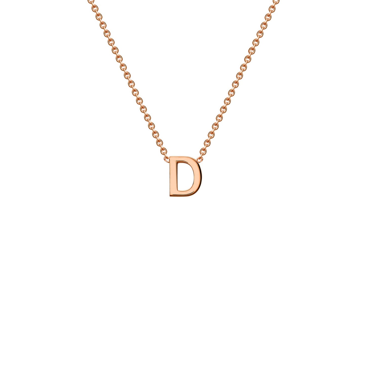 9K Gold Initial Adjustable Letter Necklace 38-43cm — D, 9kt Rose Gold