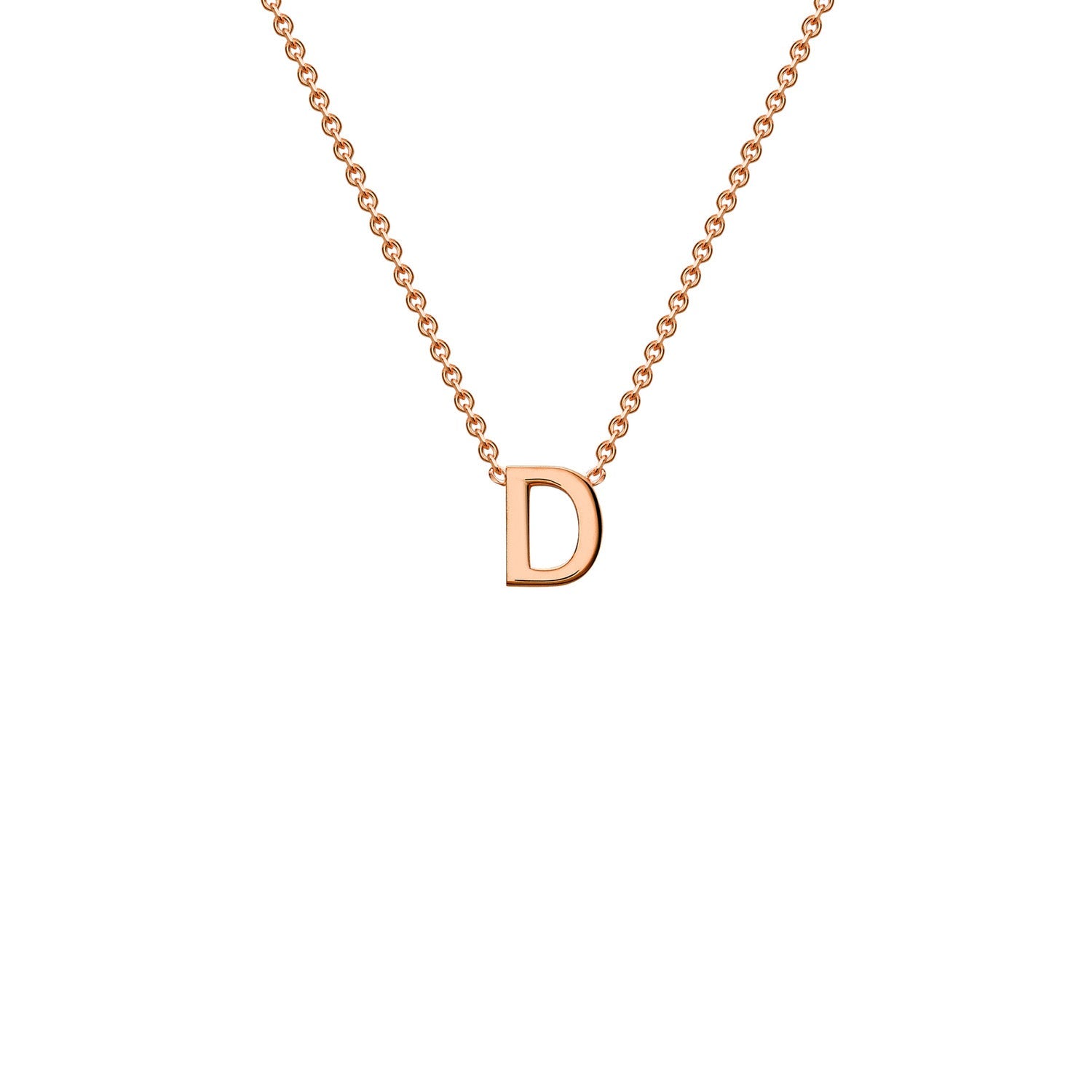 9K Gold Initial Adjustable Letter Necklace 38-43cm — D, 9kt Rose Gold