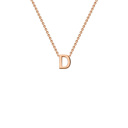 9K Gold Initial Adjustable Letter Necklace 38-43cm — D, 9kt Rose Gold