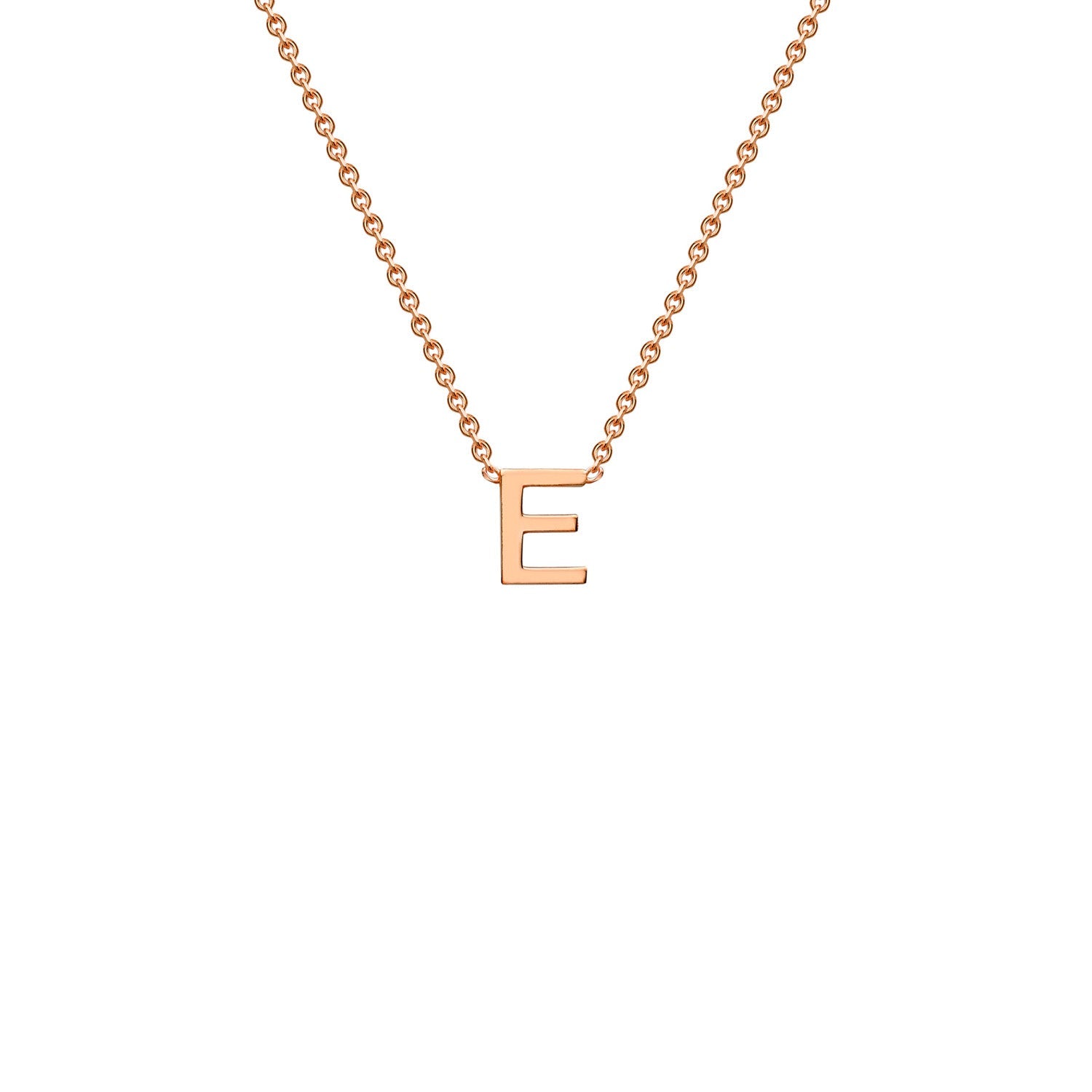 9K Gold Initial Adjustable Letter Necklace 38-43cm — E, 9kt Rose Gold