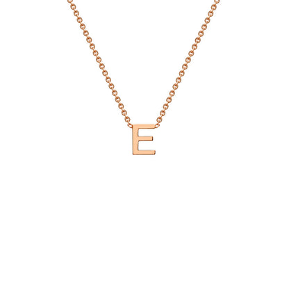 9K Gold Initial Adjustable Letter Necklace 38-43cm — E, 9kt Rose Gold
