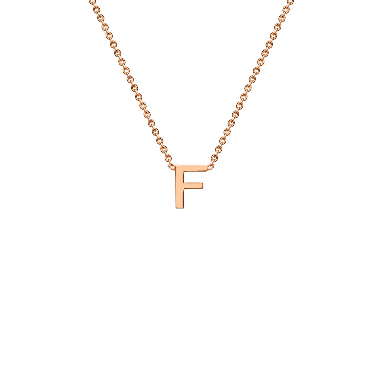9K Gold Initial Adjustable Letter Necklace 38-43cm — F, 9kt Rose Gold