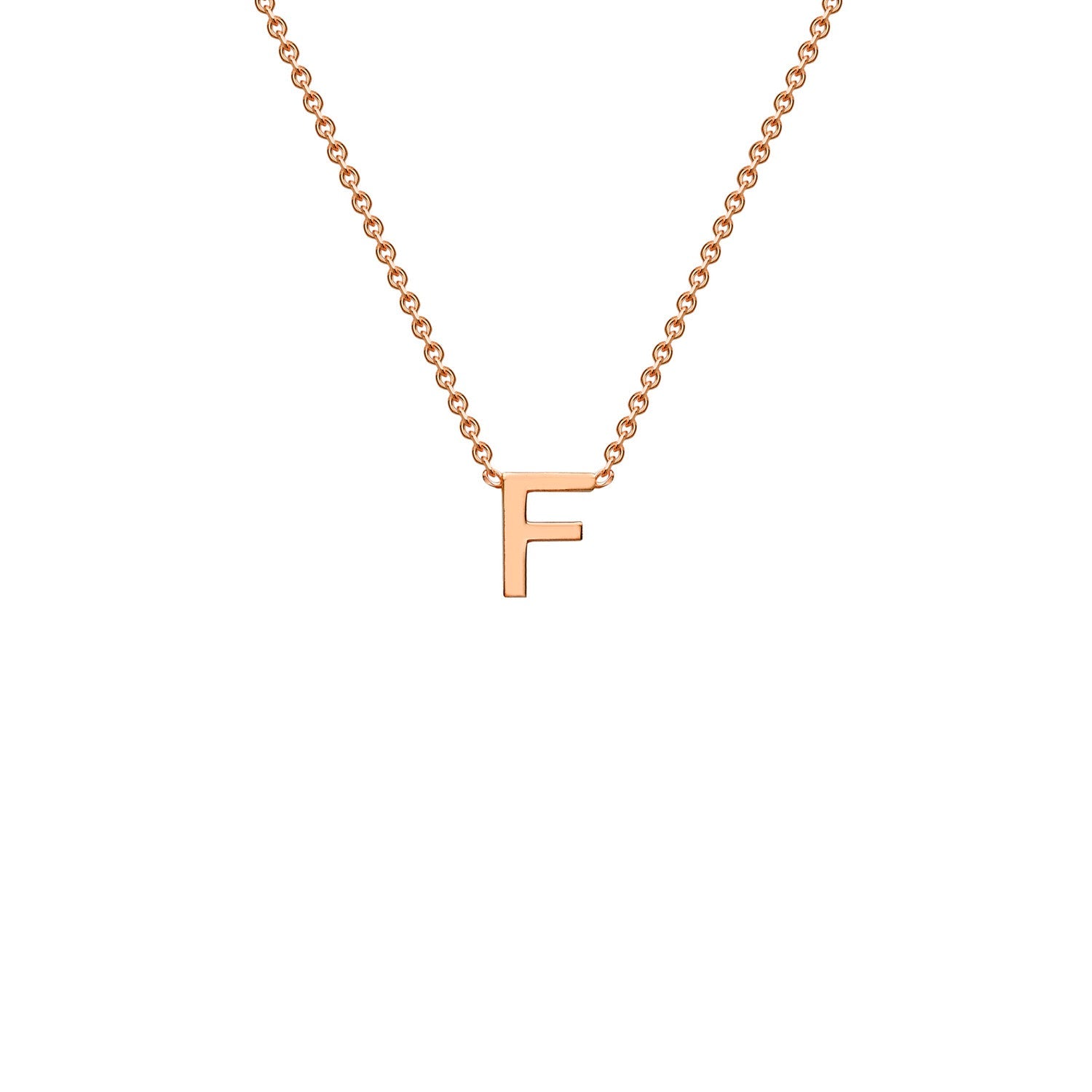 9K Gold Initial Adjustable Letter Necklace 38-43cm — F, 9kt Rose Gold