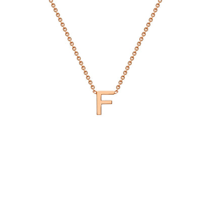 9K Gold Initial Adjustable Letter Necklace 38-43cm — F, 9kt Rose Gold