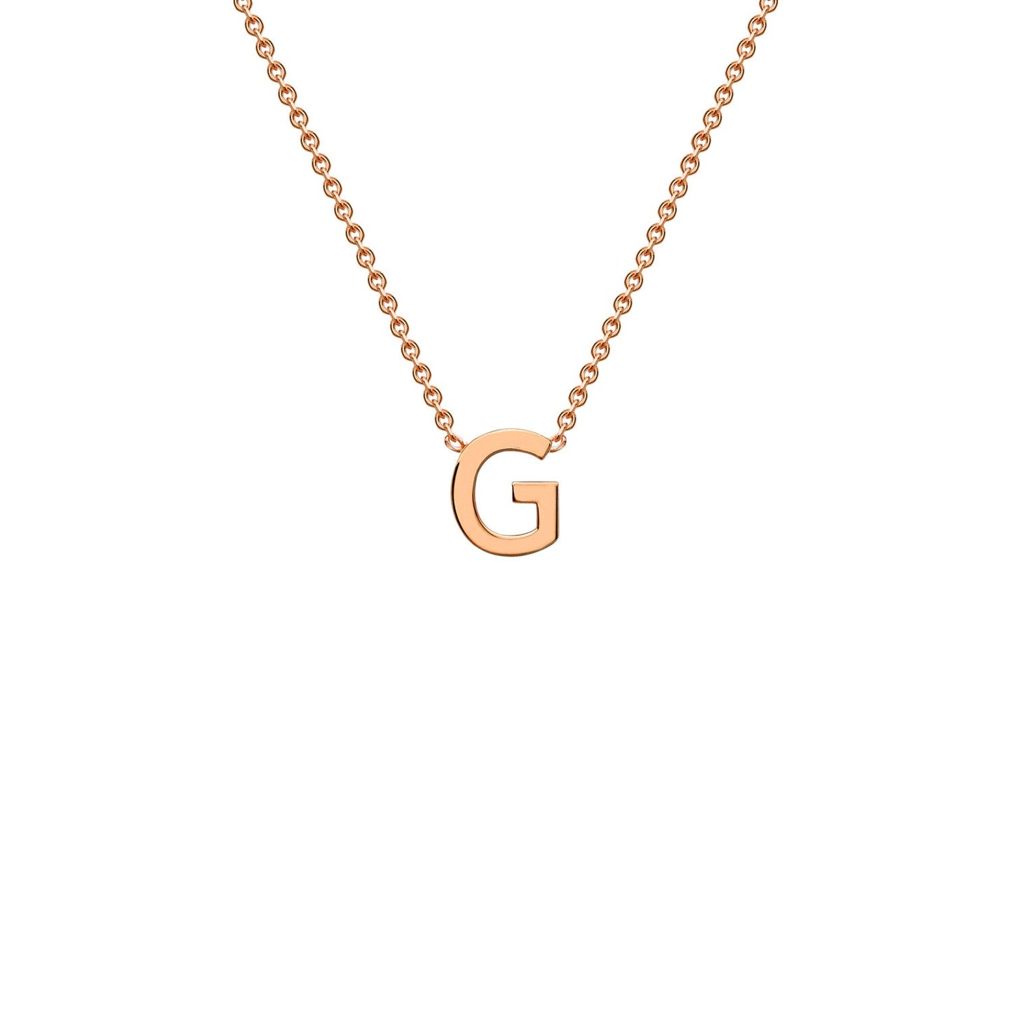 9K Gold Initial Adjustable Letter Necklace 38-43cm — G, 9kt Rose Gold