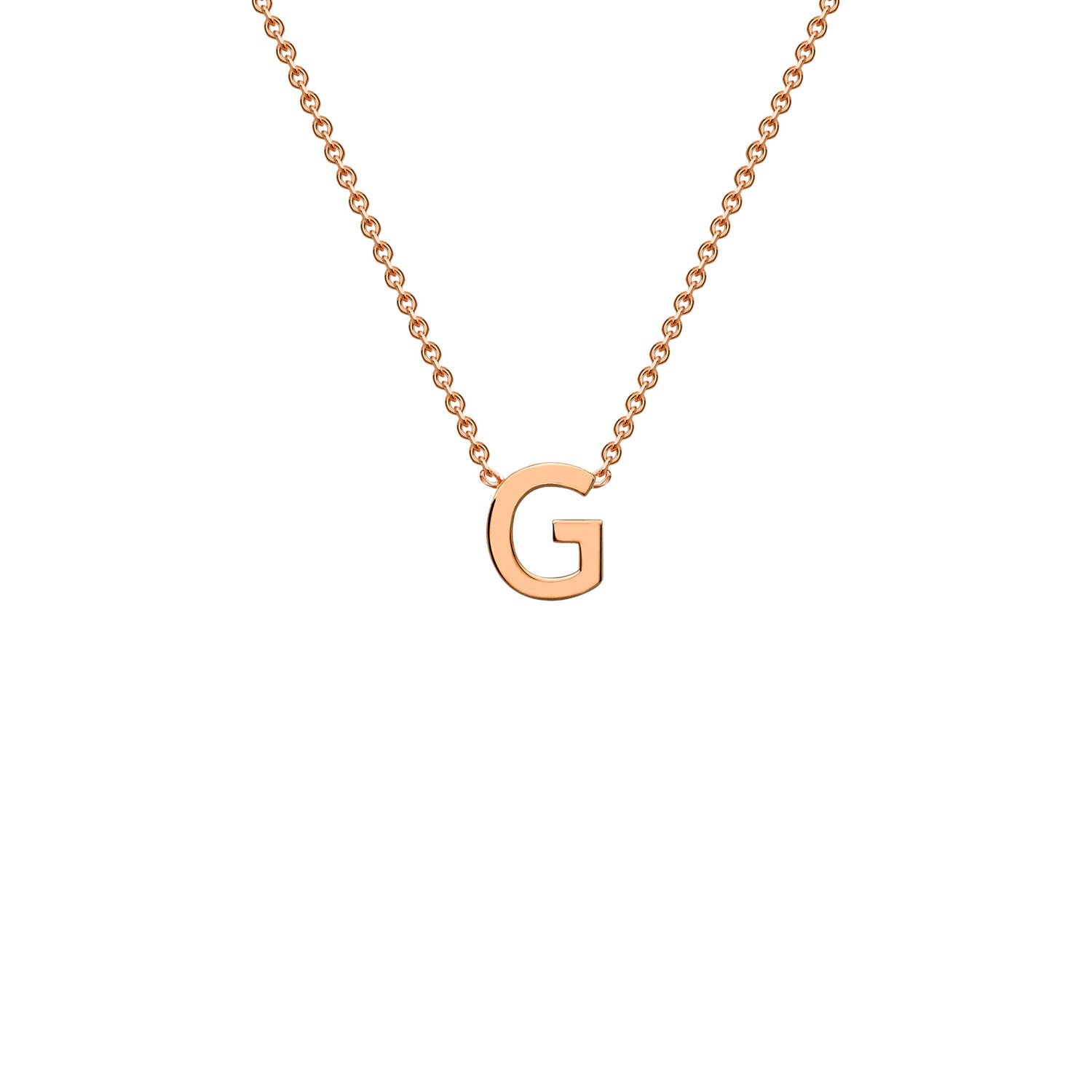 9K Gold Initial Adjustable Letter Necklace 38-43cm — G, 9kt Rose Gold