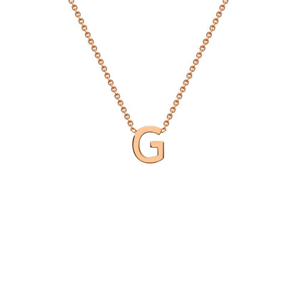 9K Gold Initial Adjustable Letter Necklace 38-43cm — G, 9kt Rose Gold
