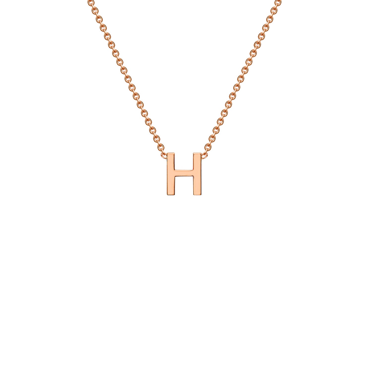 9K Rose Gold 'H' Initial Adjustable Letter Necklace 38/43cm
