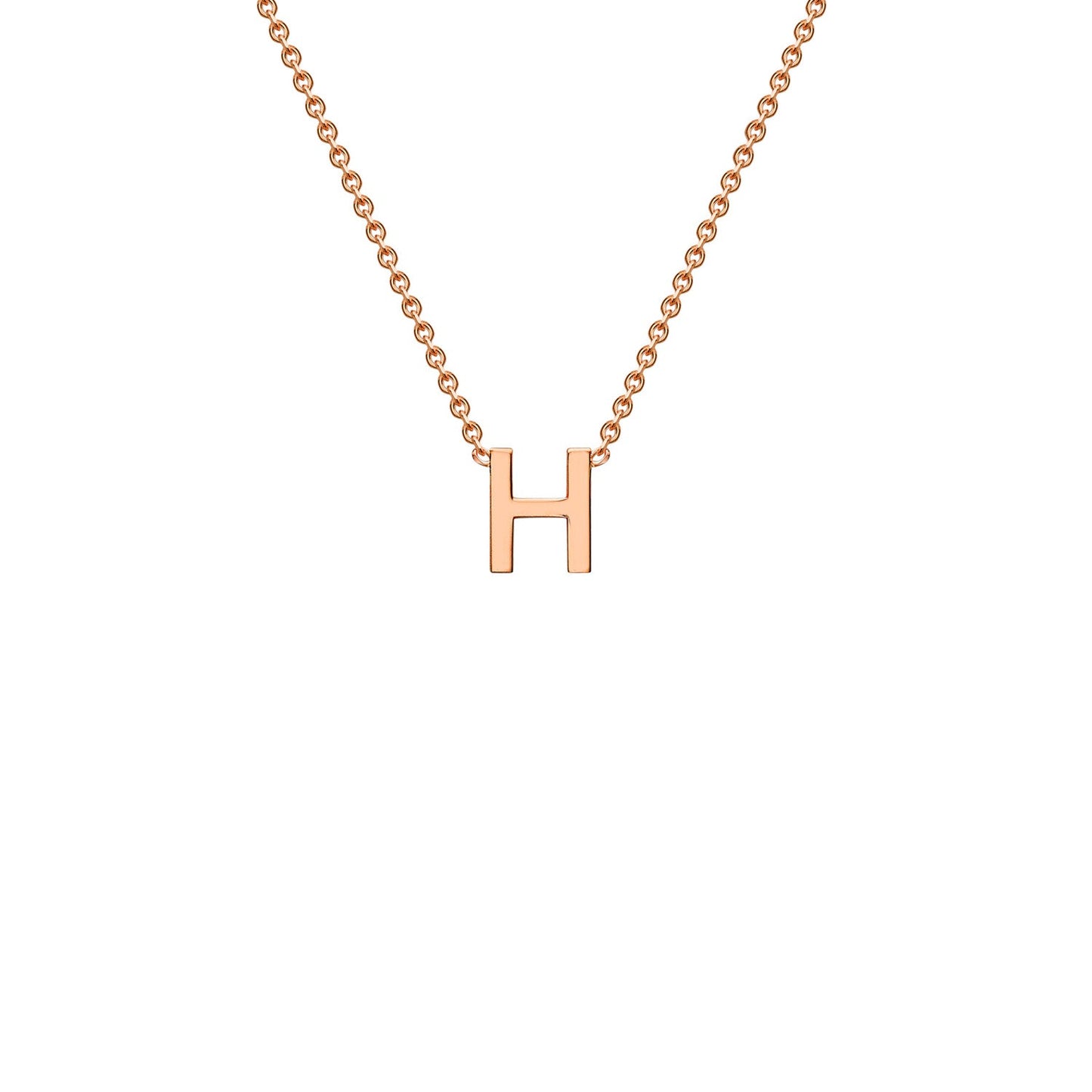 9K Gold Initial Adjustable Letter Necklace 38-43cm — H, 9kt Rose Gold