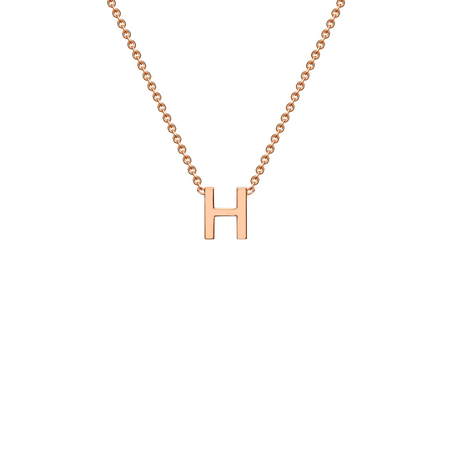 9K Gold Initial Adjustable Letter Necklace 38-43cm — H, 9kt Rose Gold