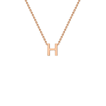 9K Gold Initial Adjustable Letter Necklace 38-43cm — H, 9kt Rose Gold