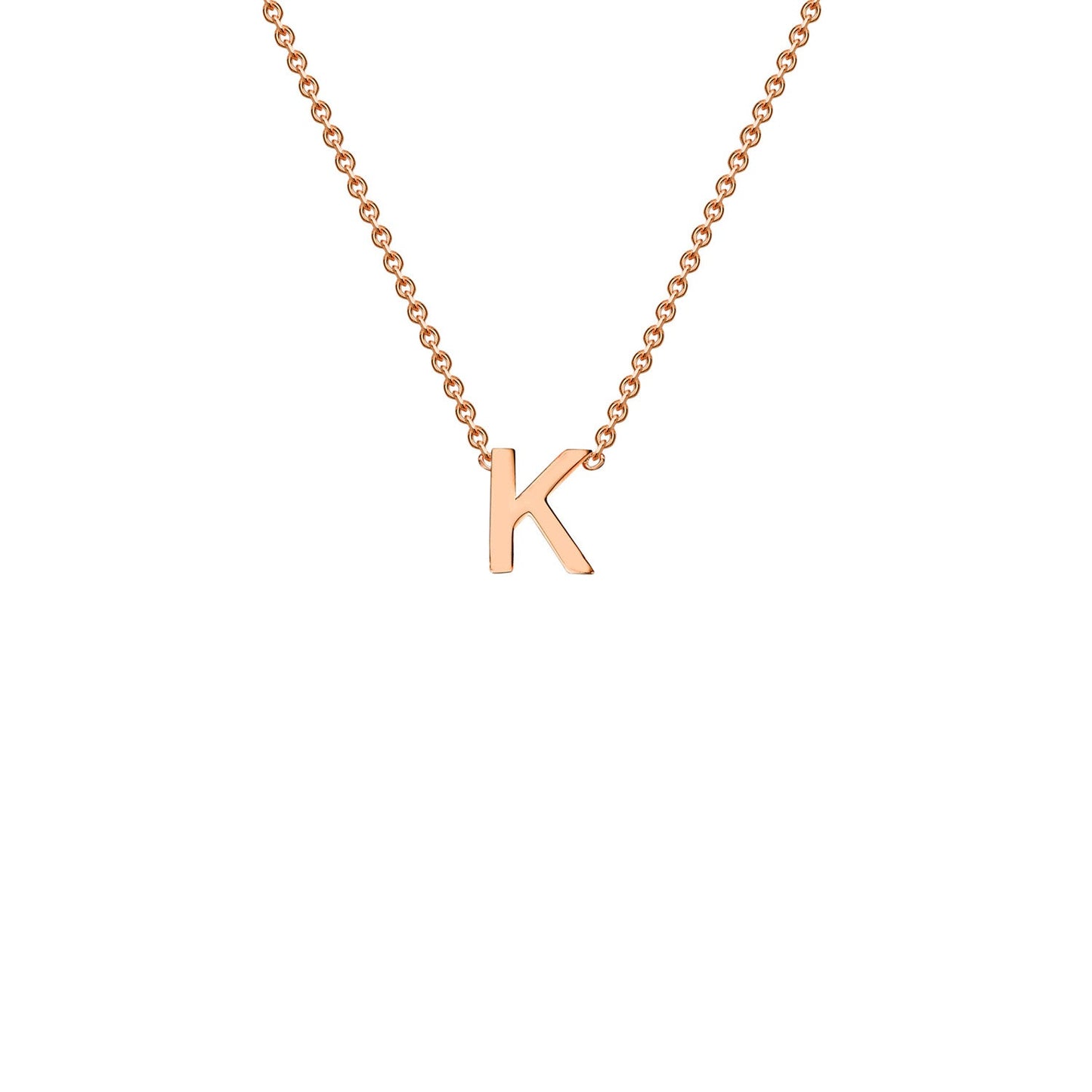 9K Gold Initial Adjustable Letter Necklace 38-43cm — K, 9kt Rose Gold