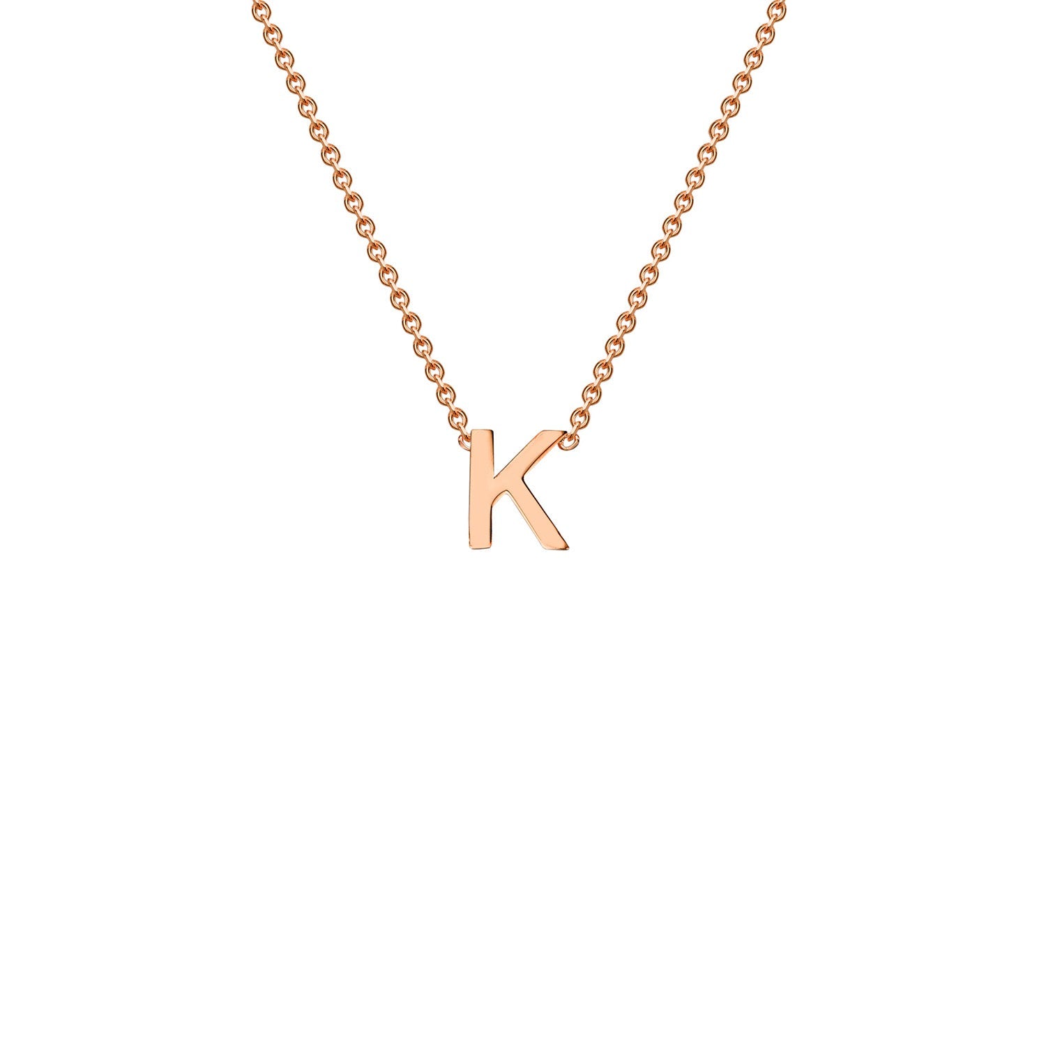 9K Gold Initial Adjustable Letter Necklace 38-43cm — K, 9kt Rose Gold