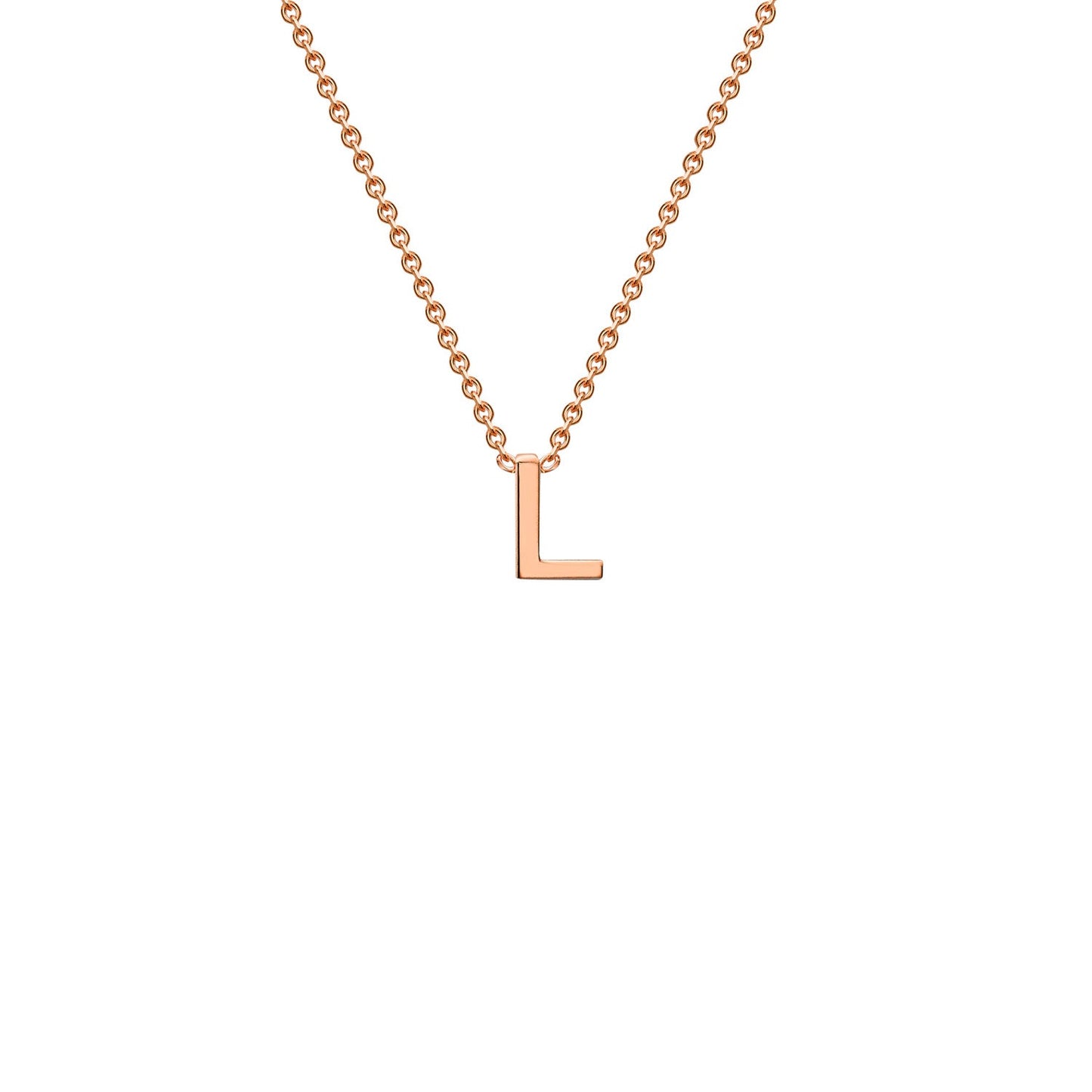 9K Gold Initial Adjustable Letter Necklace 38-43cm — L, 9kt Rose Gold